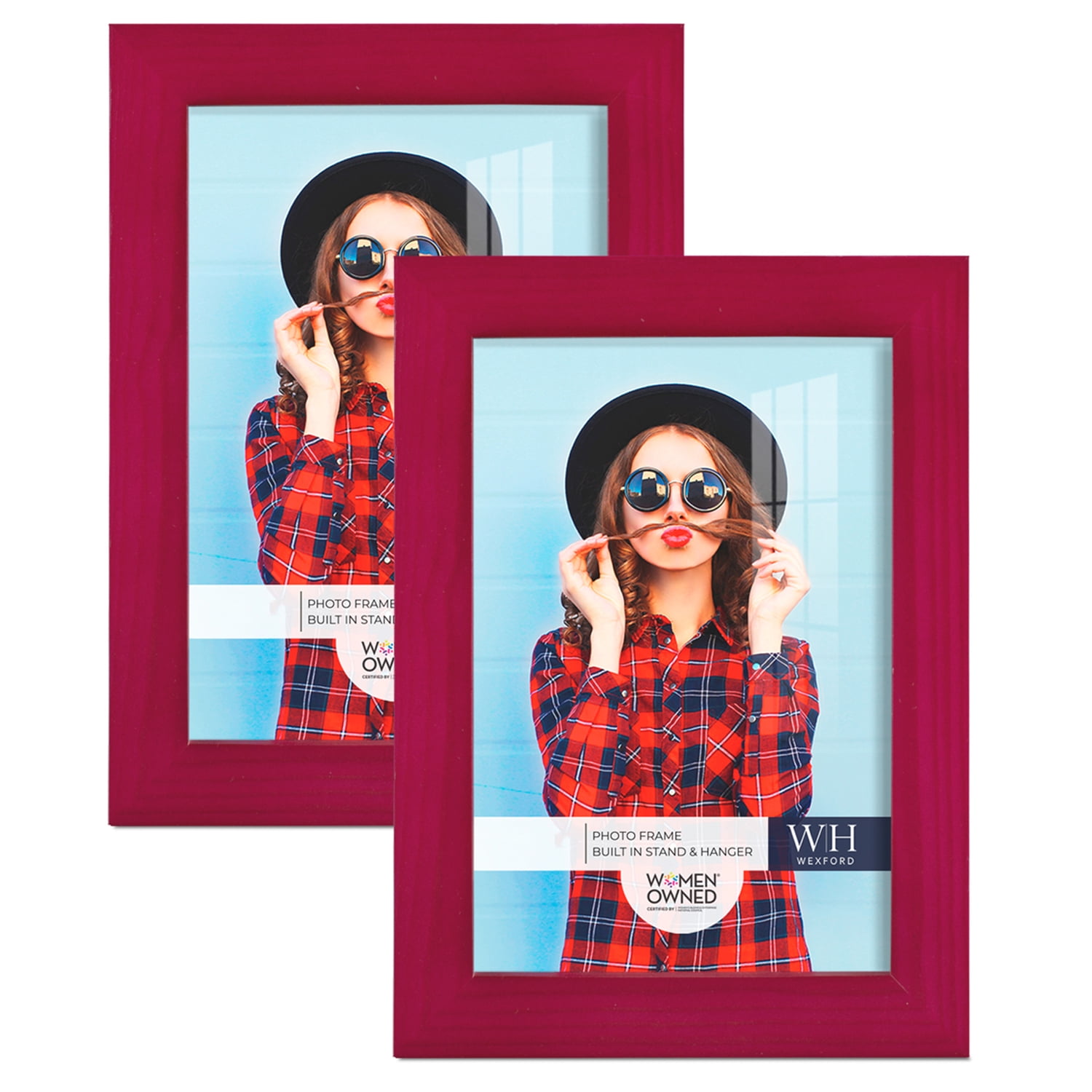 Woodgrain 5 in. x 7 in. Cherry Red Picture Frame (Set of 2)