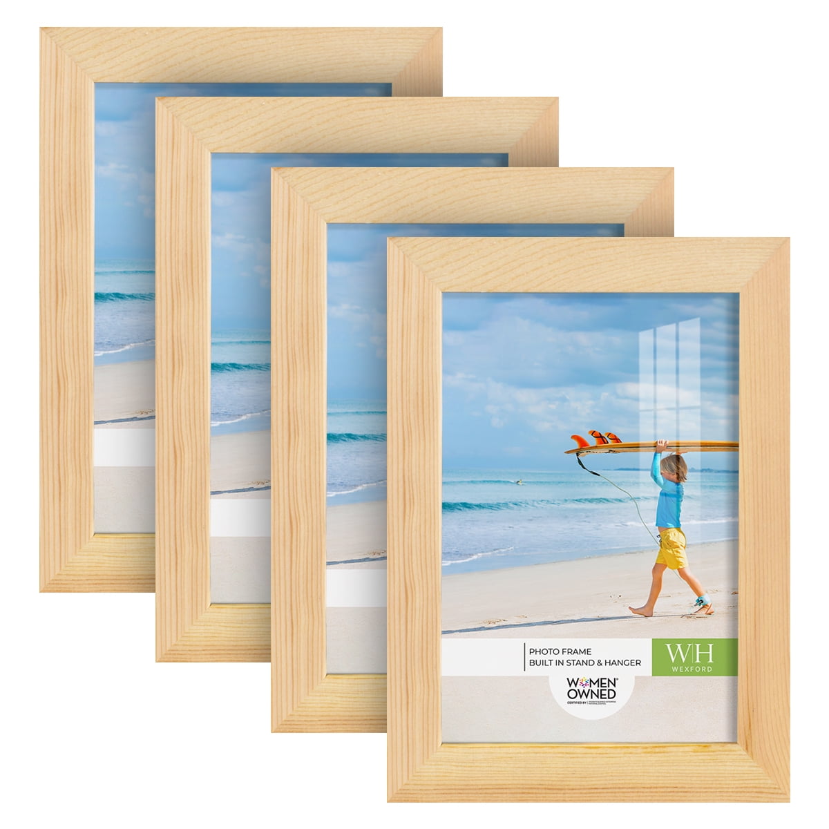 Woodgrain 5 in. x 7 in. Natural Wood Picture Frame Set (Set of 4)