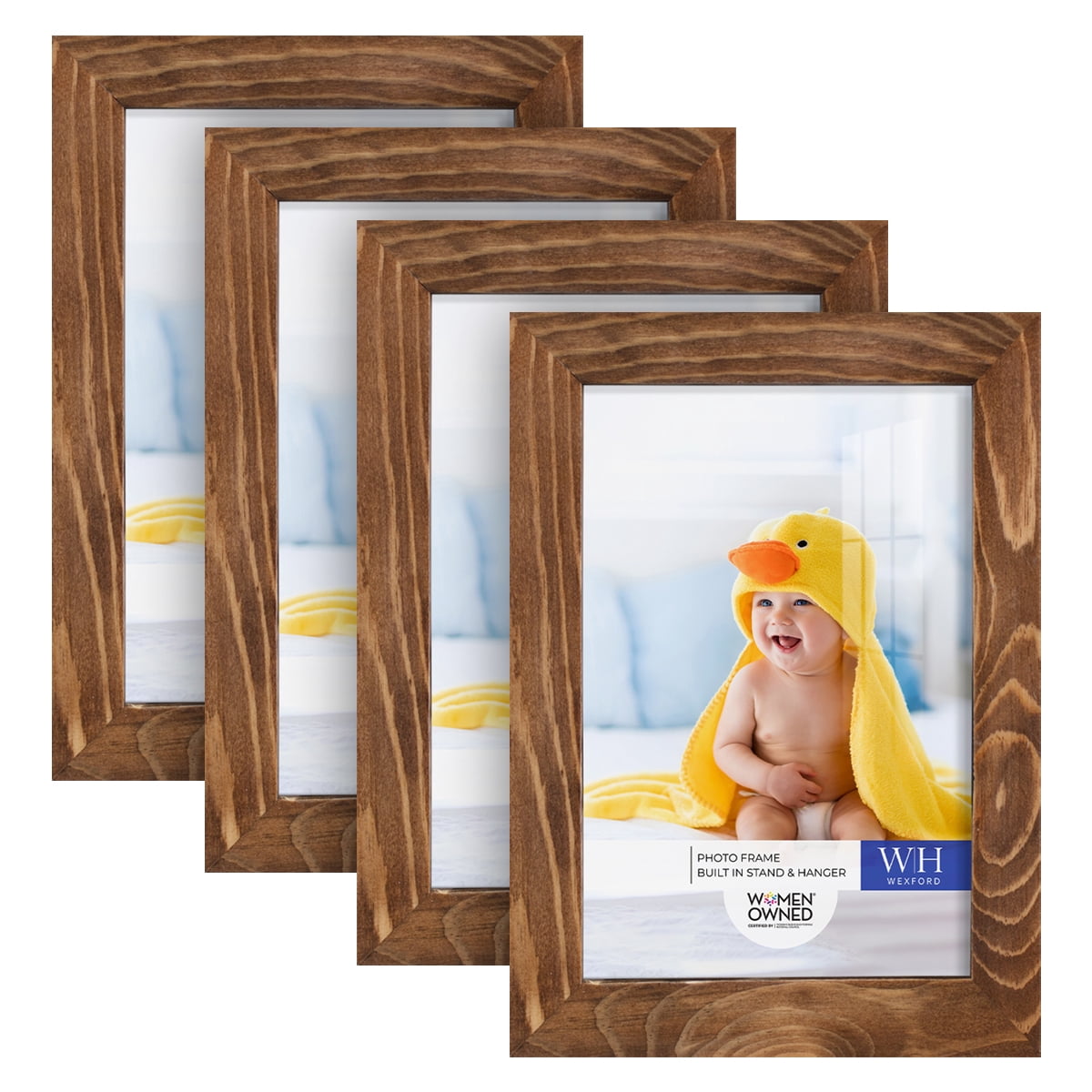 Woodgrain 5 in. x 7 in. Walnut Picture Frame Set (Set of 4)