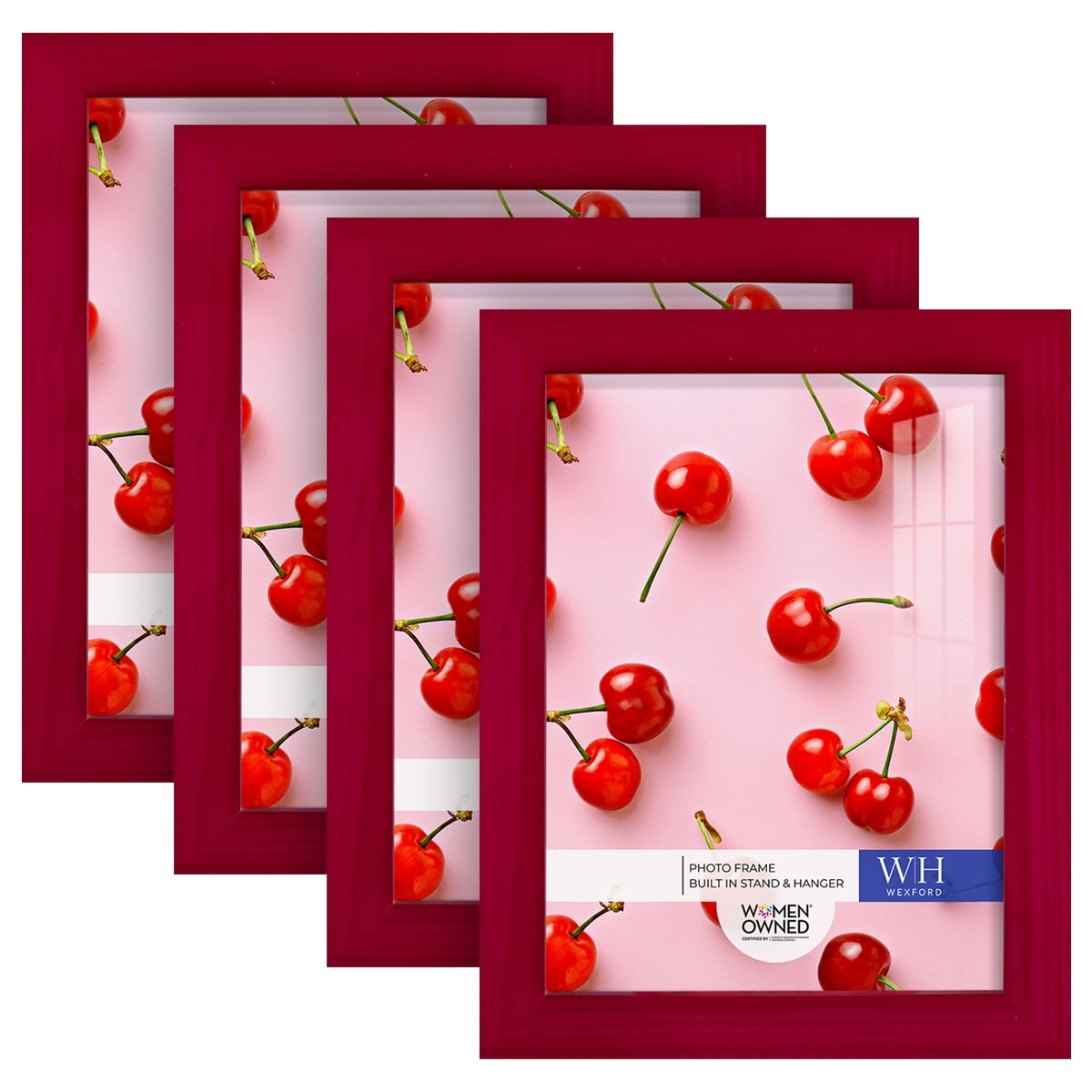 Woodgrain 6 in. x 8 in. Cherry Red Picture Frame Set (Set of 4)