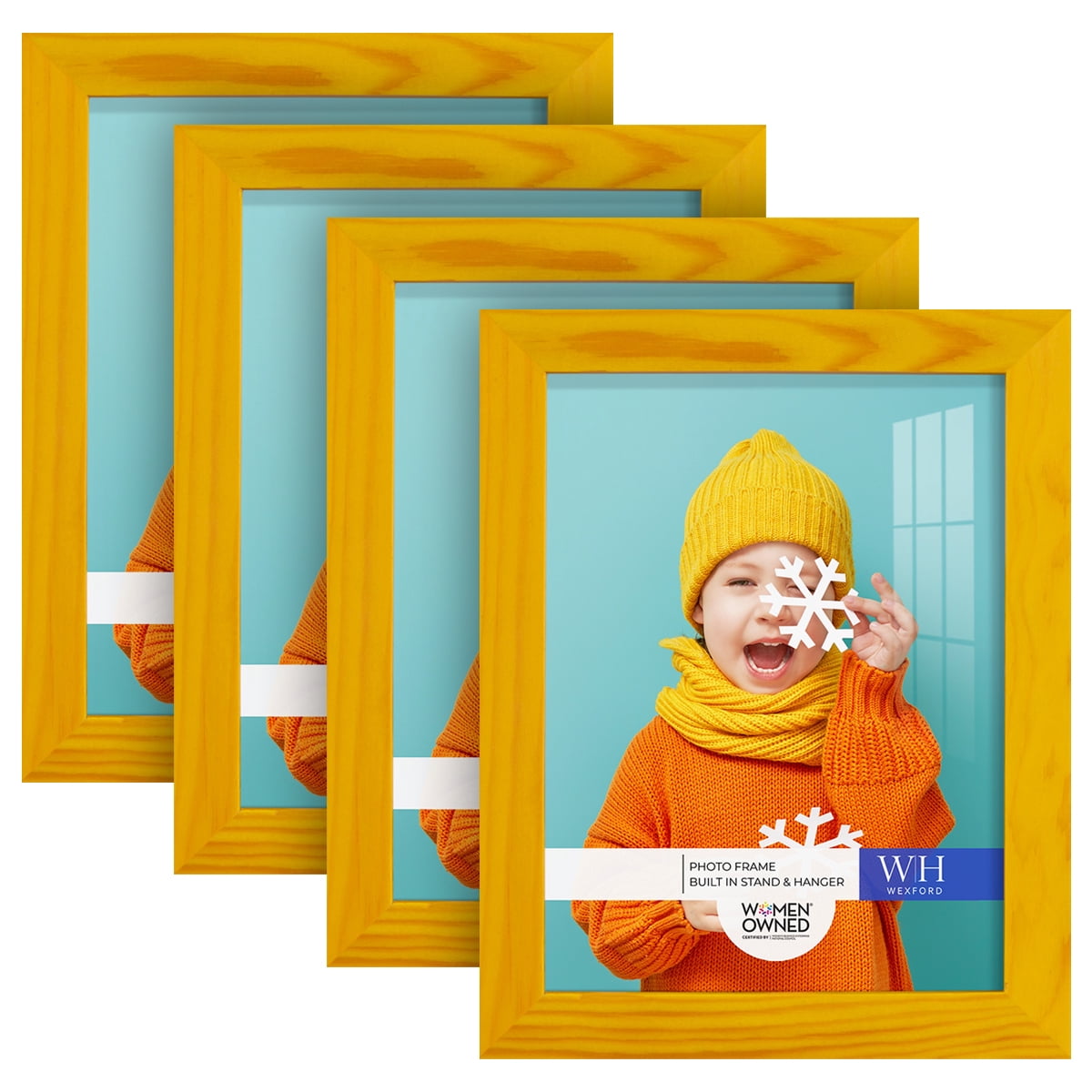 Woodgrain 6 in. x 8 in. Sunflower Yellow Picture Frame Set (Set of 4)