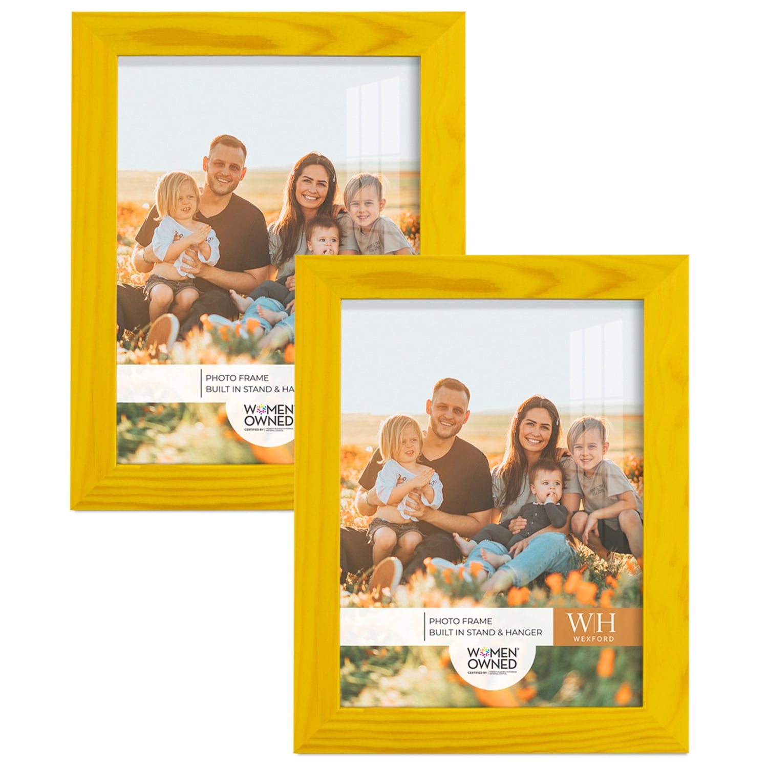 Woodgrain 6 in. x 8 in. Sunflower Yellow Picture Frame (Set of 2)
