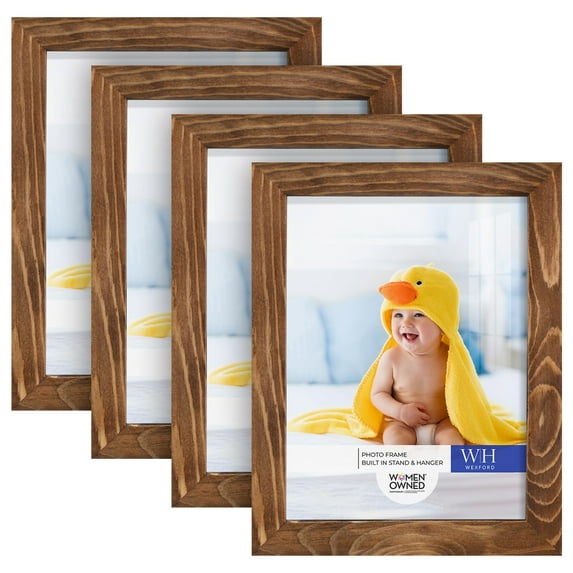 Woodgrain 6 in. x 8 in. Walnut Picture Frame Set (Set of 4)