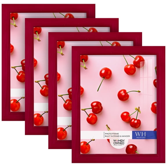 Woodgrain 8 in. x 10 in. Cherry Red Picture Frame Set (Set of 4)