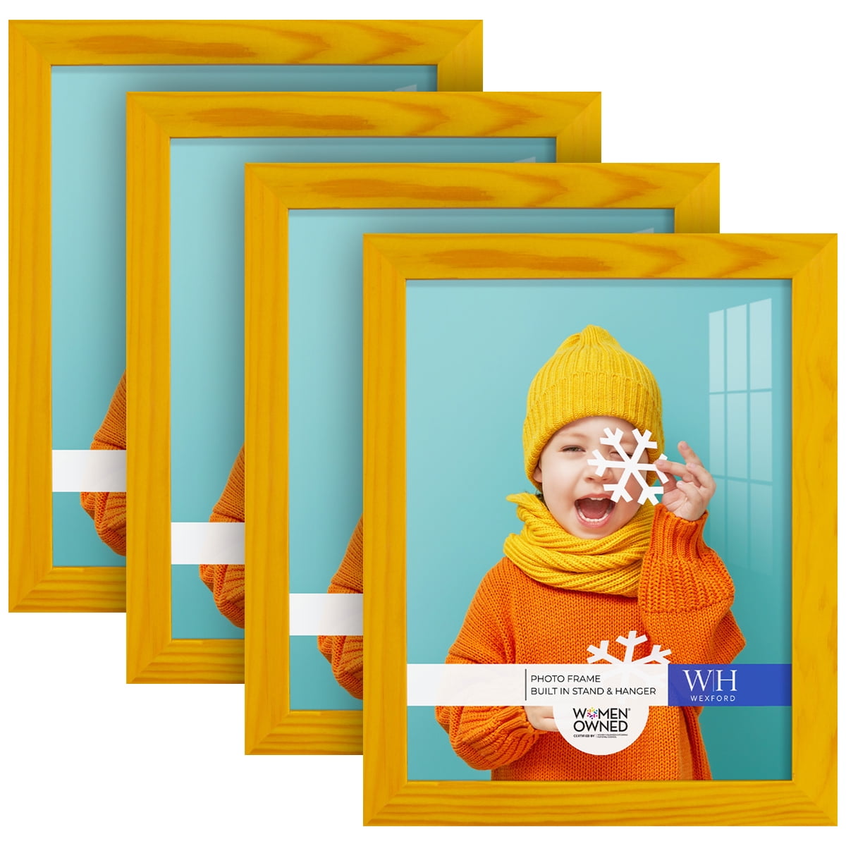 Woodgrain 8 in. x 10 in. Sunflower Yellow Picture Frame Set (Set of 4)