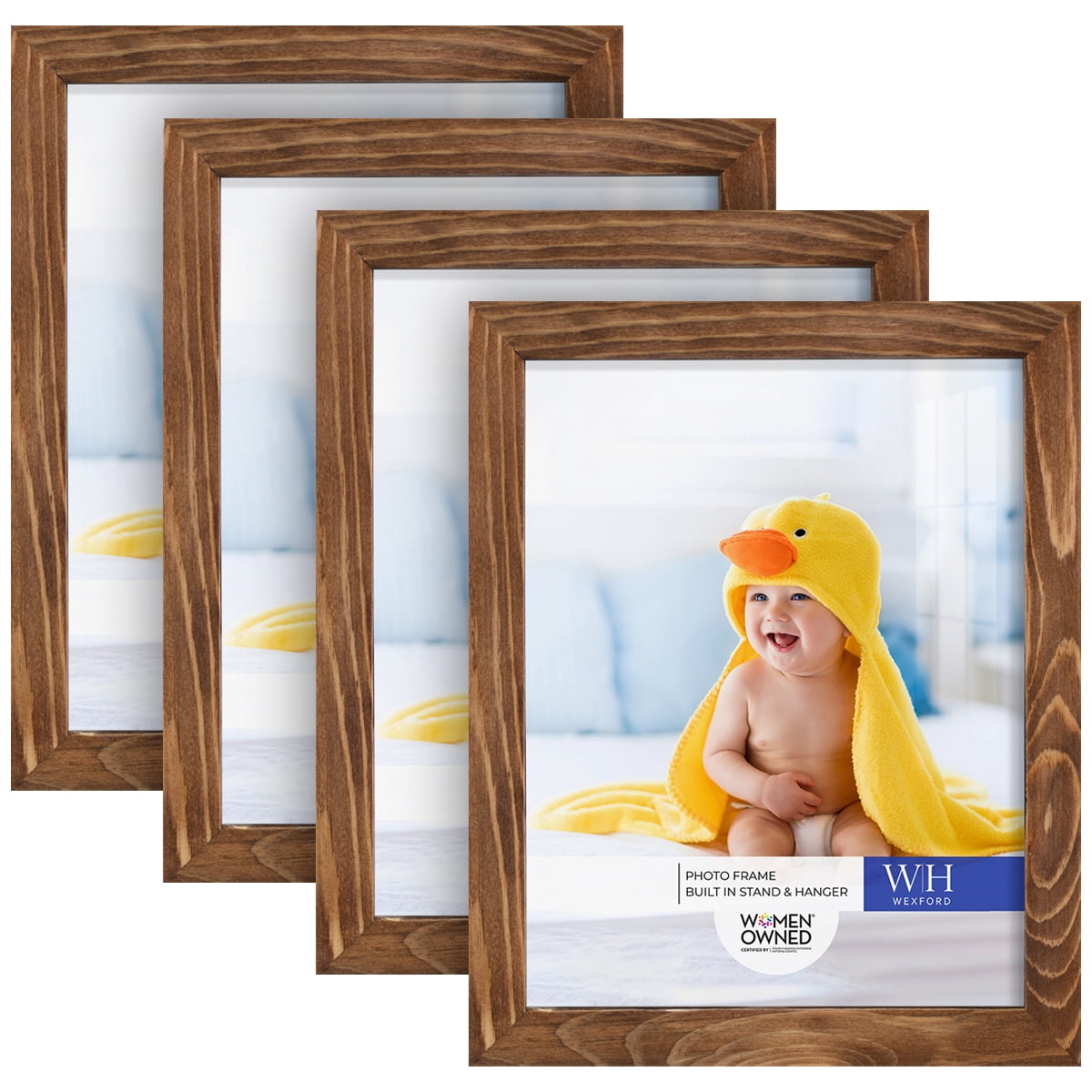 Woodgrain 8 in. x 10 in. Walnut Picture Frame Set (Set of 4)