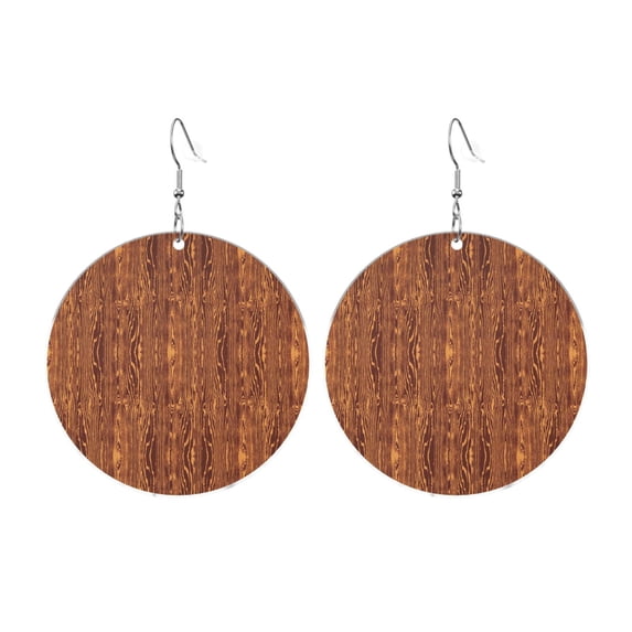 Woodgrain Bark Acrylic Dangle Round Earrings For Women Circle Earrings Drop Jewelry