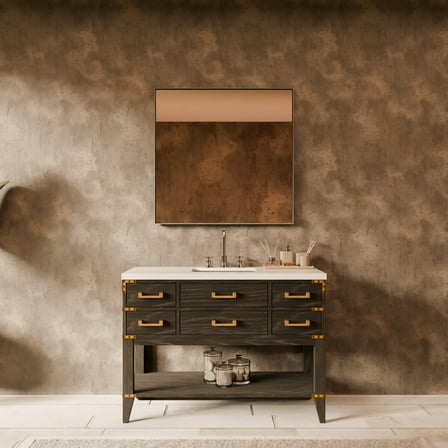 Woodhaven 48 in W x 22 in D Black Oak Single Bath Vanity and Cultured Marble Top