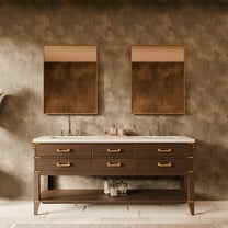 Woodhaven 72 in W x 22 in D Brown Oak Double Bath Vanity and White Quartz Top