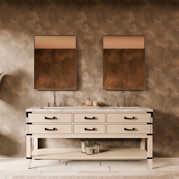 Woodhaven 72 in W x 22 in D White Oak Double Bath Vanity and Carrara Marble Top