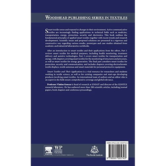Pre-Owned Woodhead Publishing Textiles Smart Textiles and Their Applications, (Hardcover)
