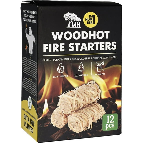 Woodhot WHT001 12-Pack Easy Ignite Camping/Hiking Firestarting Tinder Bundles