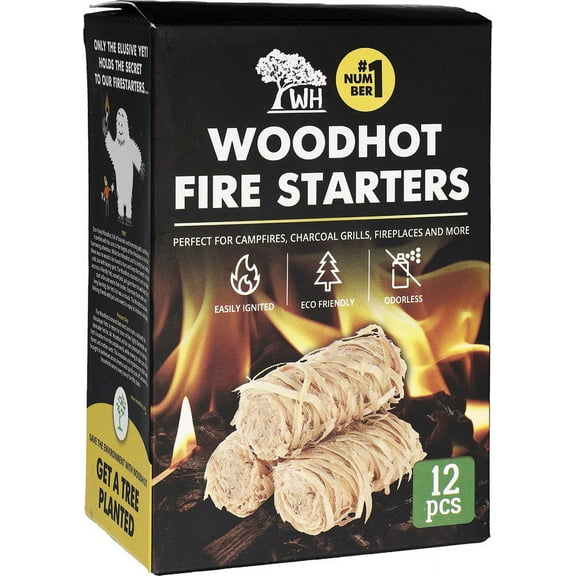 Woodhot WHT001 12-Pack Easy Ignite Camping/Hiking Firestarting Tinder Bundles