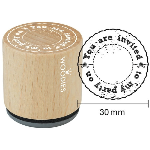 Woodies Mounted Rubber Stamp 1.35"-You Are Invited To My Party