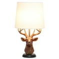 thumbnail image 1 of Woodland 17.25" Tall Rustic Antler Copper Deer Bedside Table Desk Lamp with Tapered White Fabric Shade, 1 of 7