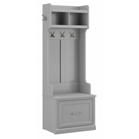Woodland 24W Hall Tree & Shoe Bench w/ Drawer in Cape Cod Gray - Engineered Wood