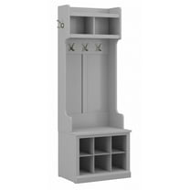 Woodland 24W Hall Tree & Shoe Bench w/ Shelves in Cape Cod Gray -Engineered Wood