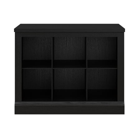 Woodland 24W Small Shoe Bench with Shelves in Black Suede Oak - Engineered Wood