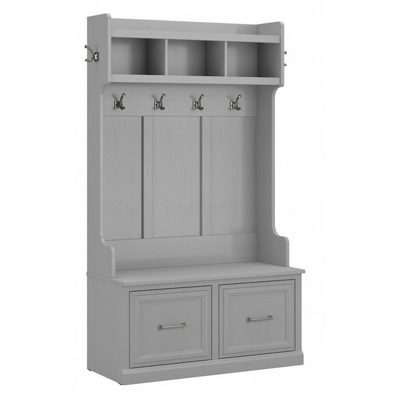 Woodland 40W Hall Tree & Shoe Bench w/ Doors in Cape Cod Gray - Engineered Wood