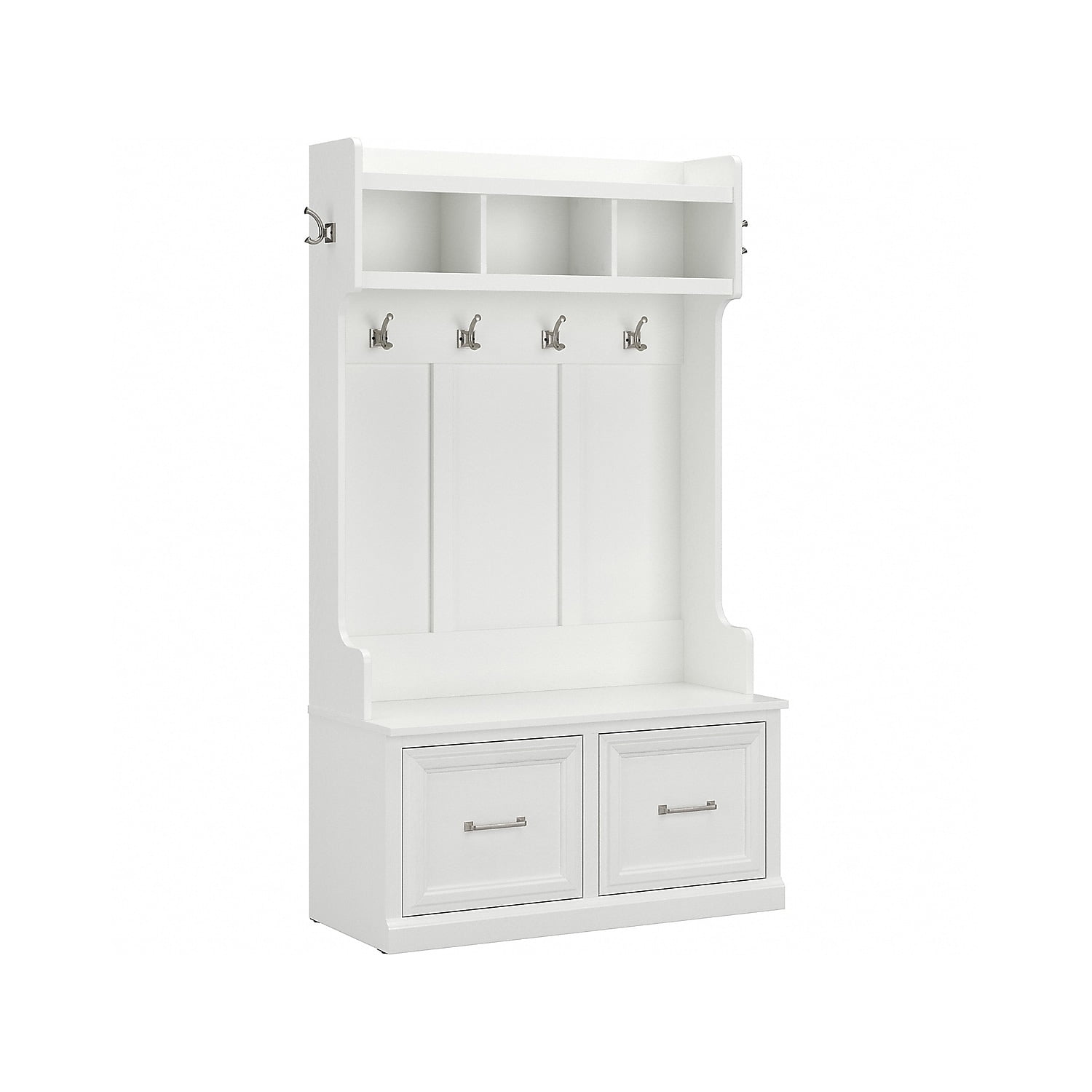 White Ash Engineered Wood Hall Tree with Storage Bench