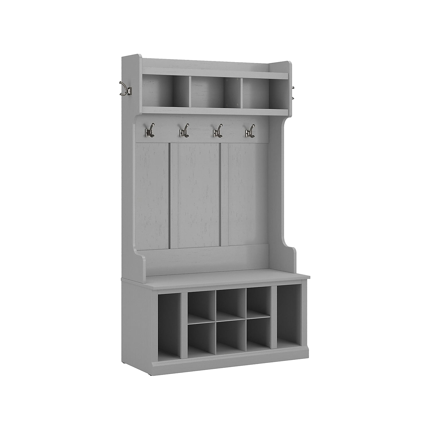 Cape Cod Gray Engineered Wood Hall Tree with Storage and Bench