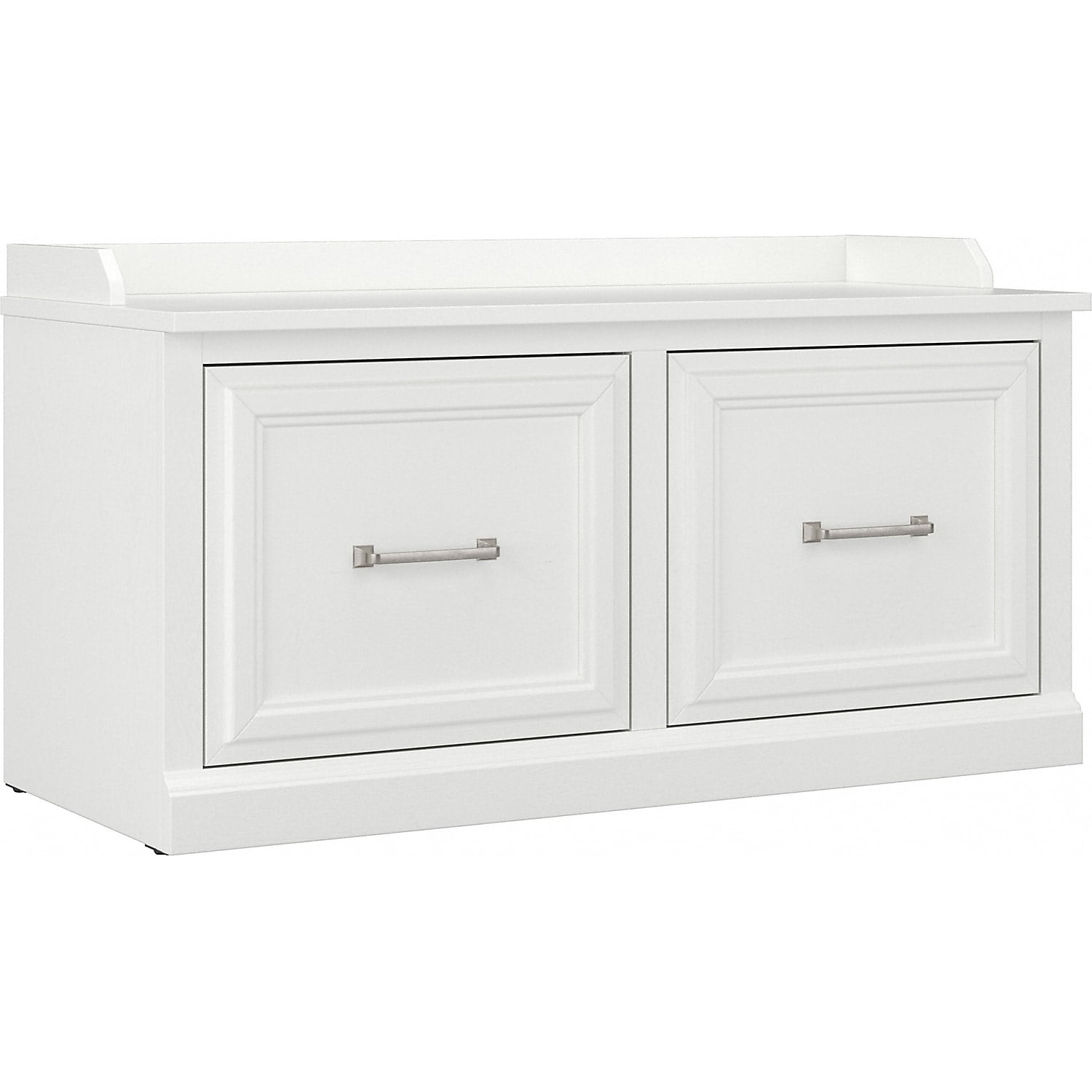 White Ash 40W Engineered Wood Shoe Storage Bench with Doors