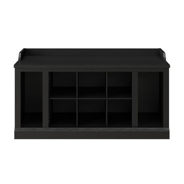 Woodland 40W Shoe Storage Bench with Shelves in Black Oak - Engineered Wood