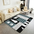 thumbnail image 1 of Woodland Animal Area Rug for Bedroom,Buffalo Plaid Green and Black Rug,Bear Wolf Wildlife Footprint Carpet Runner Non Slip,Pine Tree Decorative Rug,Happy Camping Trailer Decor for Rv Camper,3x5, 1 of 6