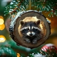 thumbnail image 1 of Woodland Animal Christmas Ornaments - 2.75 Inch Acrylic Owl & Raccoon Tree Pendants, Flat Printed Holiday Decor, Forest-Themed Xmas Decorations, 1 of 5