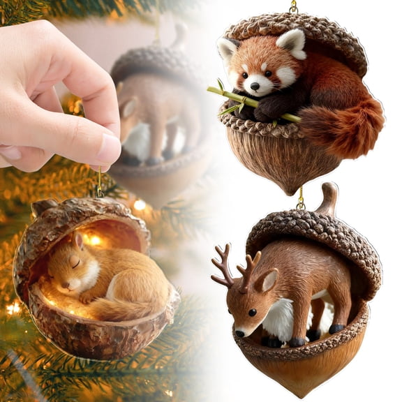 🌲 Woodland Animal Christmas Ornaments 2025 – 3PCS Rustic Acrylic Hanging Decorations, Cozy Forest Tree Décor, Personalized Holiday Gift, Nature-Inspired Home Accent, 3.15in