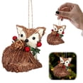 thumbnail image 1 of Woodland Animal Christmas Ornaments, Forest Animal Acorn Ornaments, Sisal Fox Christmas Hanging Ornament, Rustic Farmhouse Animal Figurine With Pinecone & Red Berry Accent For Christmas Tree Decor, 1 of 4