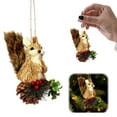 thumbnail image 1 of Woodland Animal Christmas Ornaments, Forest Animal Acorn Ornaments,Sisal Squirrel Christmas Hanging Ornament,Rustic Farmhouse Animal Figurine With Pinecone & Red Berry Accent For Christmas Tree Decor, 1 of 4
