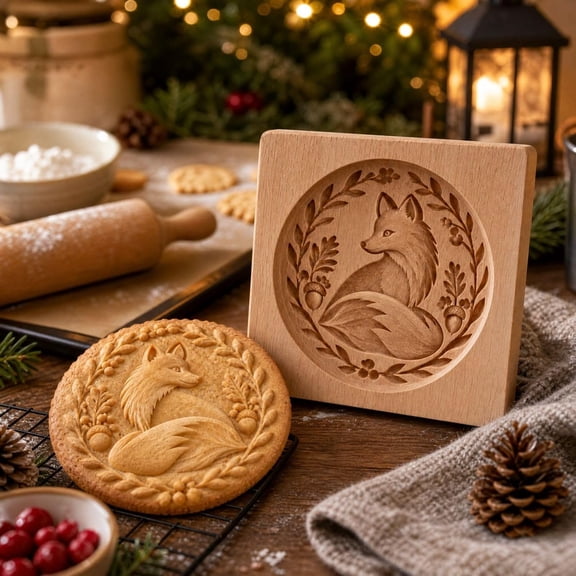 Woodland Animal Cookie Mold, Woodland Scene 3D Animals Cookie Cutter Embossing Mold for Christmas Holiday DIY Baking Tools for Adults & Beginner