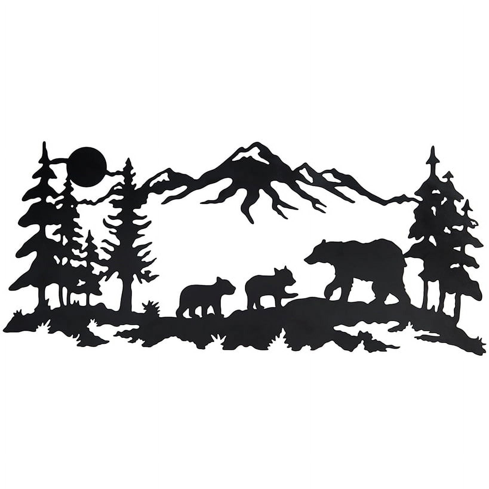 Black Metal Woodland Bear Family Tabletop Decor