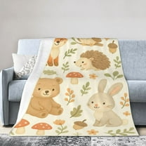 Woodland Animal Fleece Blanket Cute Deer Bear Fox and Bird Throw Blankets,Soft Cozy Lightweight, Ideal for Living Room Home Rustic Spring Decor and Kids Women Girls Gifts 50x40