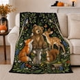 thumbnail image 1 of Woodland Animal Friends Forest Scene, Peaceful Woodland Scene, Warm Flannel Blanket for Living Room and Reading Nook, Wildlife Lovers Friendship Gift, Artistic Home Decor, 1 of 9