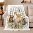 thumbnail image 1 of Woodland Animal Gathering Scene Forest Friend, Rustic Camping Scene, Warm Flannel Blanket for Cabin and Lodge, Outdoor Lovers Friendship Gift, Artistic Home Decor, 1 of 9