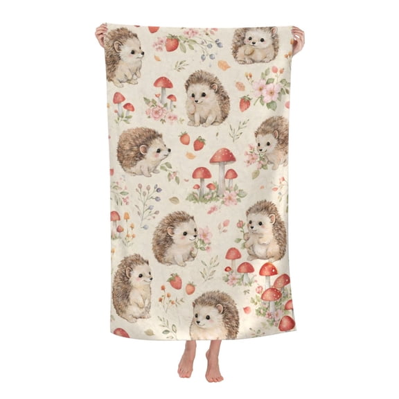 Woodland Animal Hedgehog Bath Towel Soft and Highly Absorbent for Adults