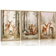 thumbnail image 1 of Woodland Animal Nursery Canvas wall Hieng Wild Animals Forest Paintings Pictures Wall Decor Fox Bear Deer Watercolor Poster Printing Hiengwork for Boys Room Girls Room Home Decoration, 1 of 6