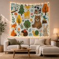 thumbnail image 1 of Woodland Animal Pattern on Beige Background, Playful Illustration for Wildlife Lovers, Nature Wall Decor, Housewarming Gift, Tapestry Wall Hanging for Nursery and Playroom, 1 of 7
