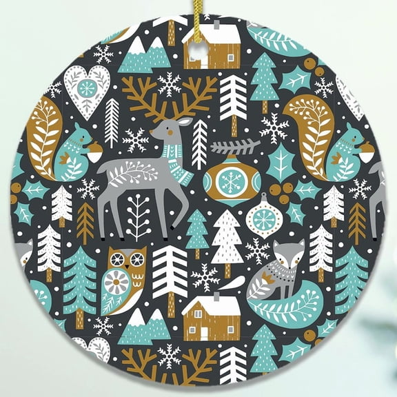 Woodland Animal Scandinavian Winter Pattern Ornament