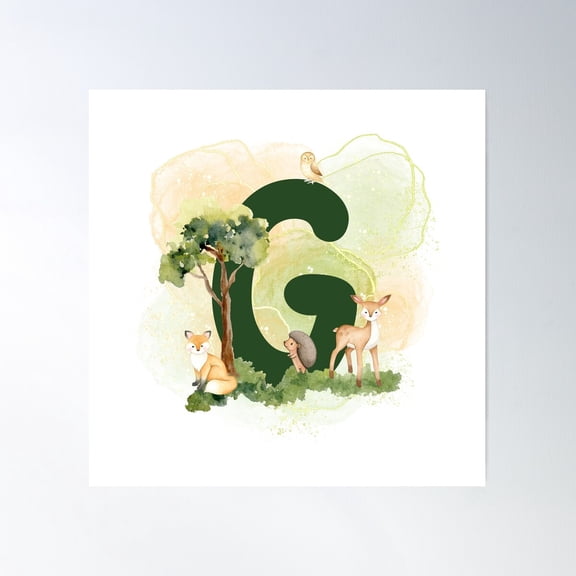 Woodland Animal Series, Letter G Poster Wall Art, Modern Wall Decor For Living Room Bedroom, 17x17 UNFRAMED