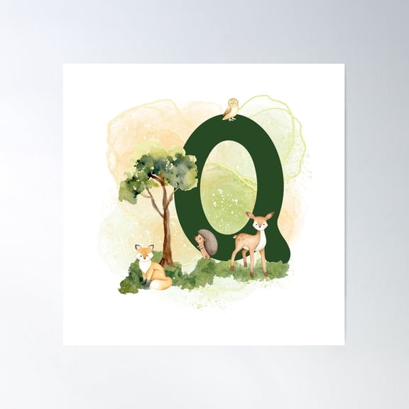 Woodland Animal Series Letter Q Poster Wall Art, Modern Wall Decor For Living Room Bedroom, 16X16 UNFRAMED