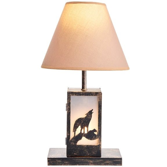 Woodland Animal Silhouette Tabletop Lamp - Bear, Moose, or Wolf