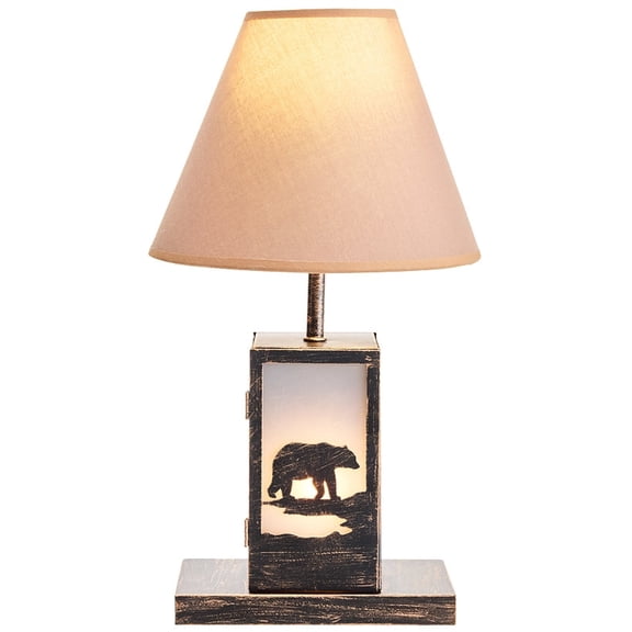 Woodland Animal Silhouette Tabletop Lamp - Bear, Moose, or Wolf