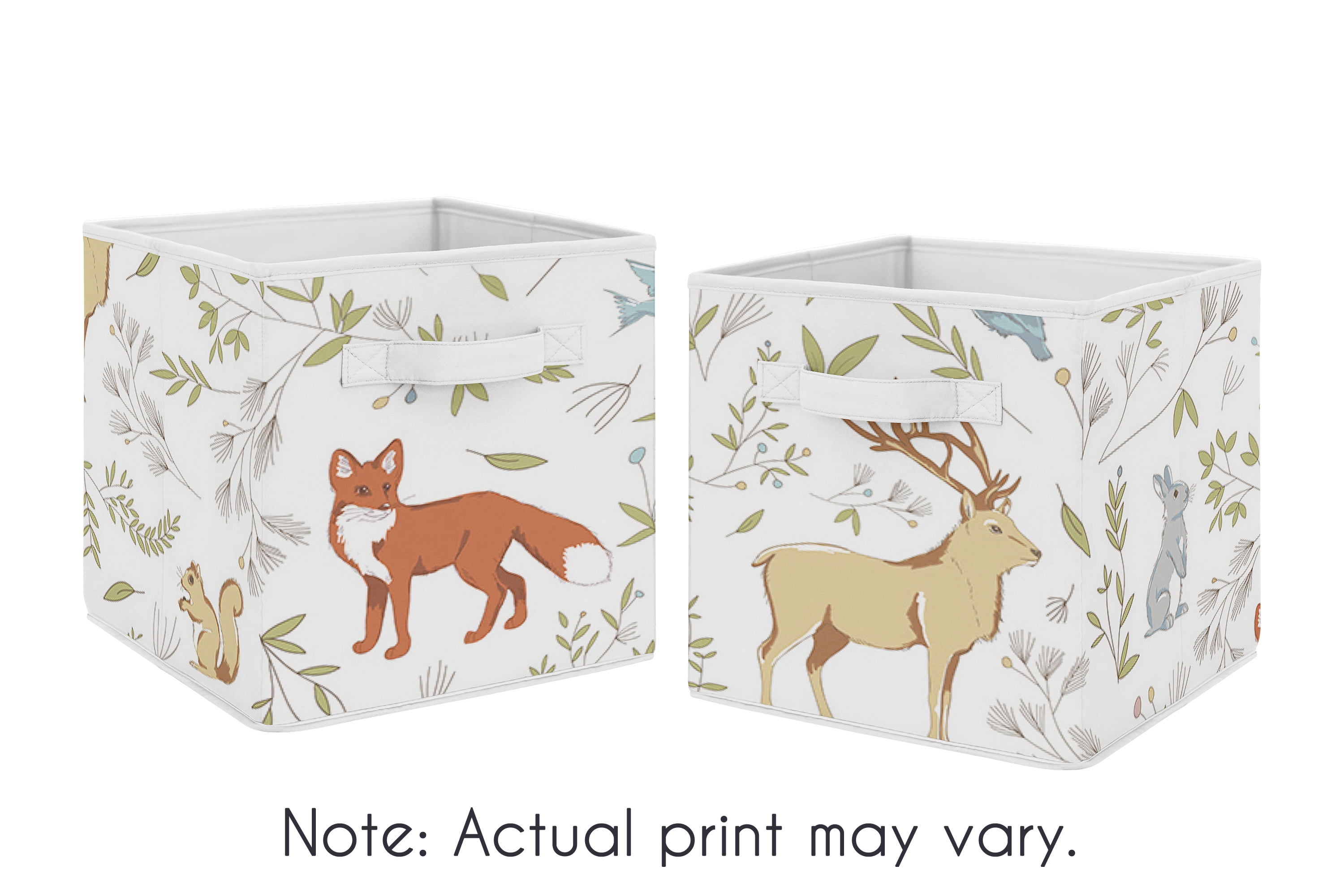 Woodland Animal Toile Foldable Fabric Storage Cubes Set