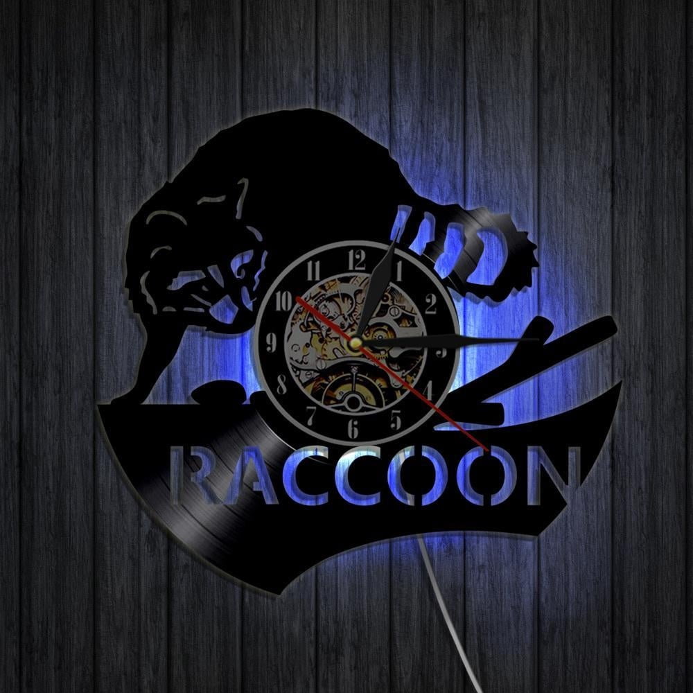 Woodland Animal Wall Art Raccoon Home Decor Wall Clock Racoon Woodland ...