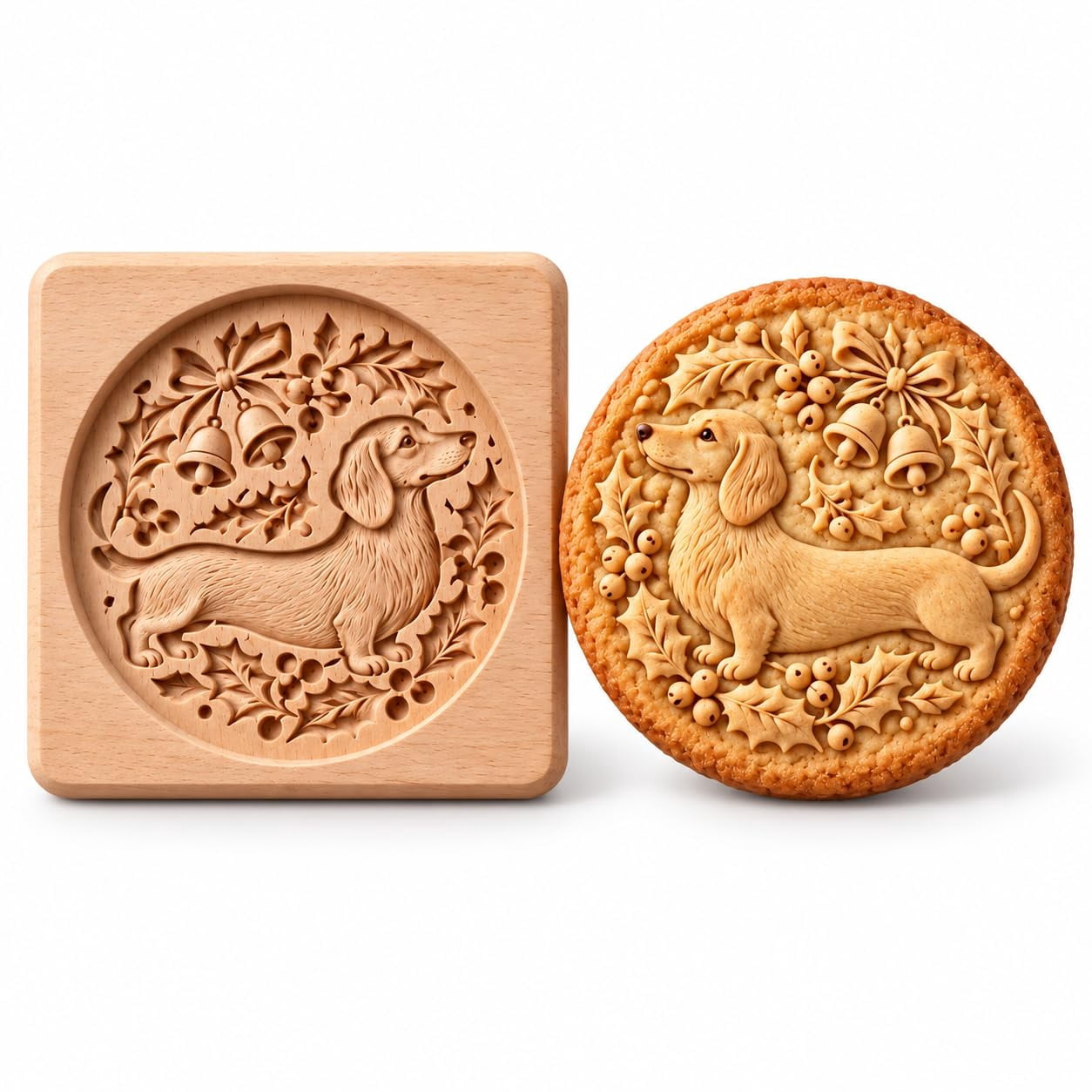 Woodland Animal Wooden Cookie Mold, 3D Embossing Biscuit Cutter Stamp ...