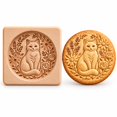 Woodland Animal Wooden Cookie Mold, 3D Embossing Biscuit Cutter Stamp ...