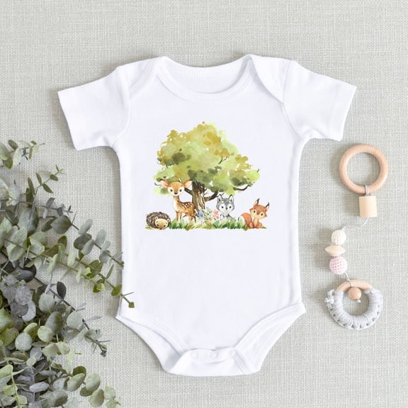 Woodland Animals Baby Bodysuit, Forest Animals Baby Bodysuit, Woodland Themed Baby Outfit, New Baby Boy, Cute Shower Gift Cute Baby Onesie, BABY BODYSUIT LAT 4424